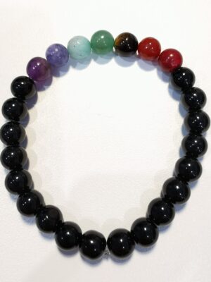 Braccialetto 7 Chakra e Onice Nero