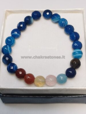Braccialetto in AGATA BLU e 7chakra sfaccettate 0,8cm