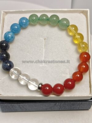 Braccialetto 7 Chakra tonde 0,8cm e acciaio
