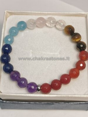 Braccialetto 7 Chakra e acciaio sfaccettati 0,8cm