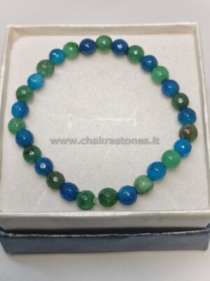 Braccialetto in AGATA blu e verde sfaccettata 0,6cm