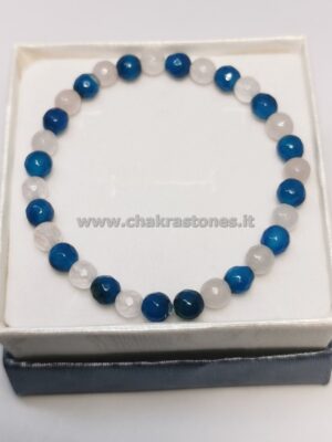Braccialetto in QUARZO ROSA e AGATA blu sfaccettata 0,6cm