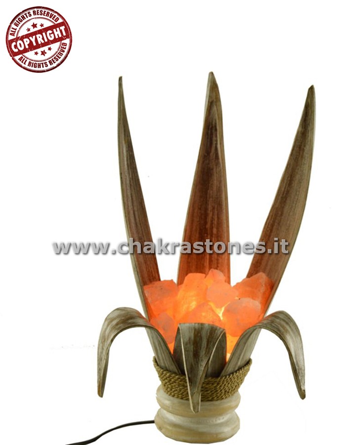 BRACIERE DI SALE 6 FOGLIE CON FOGLIA DI COCCO DECAPATA CM H50_2