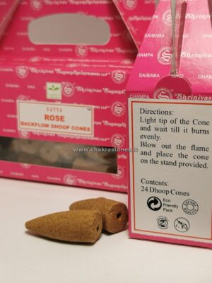 Incenso alle Rose coni a REFLUSSO - fumo a cascata - per fontana 24pz