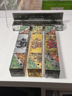 Brucia incensi OM decorato ORO/ARGENTO/BLU