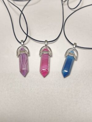 Ciondolo in AGATA BLU, VIOLA o MAGENTA biterminato