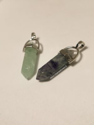 Ciondolo in FLUORITE VERDE O VIOLA biterminato
