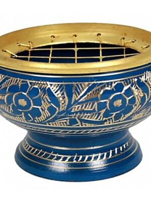 Brucia incensi in ottone per incensi in grani e carboncini BLU 7,5x5cm