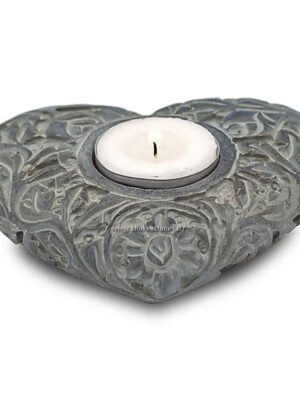 Porta candela - brucia incenso CUORE pietra ollare grigio