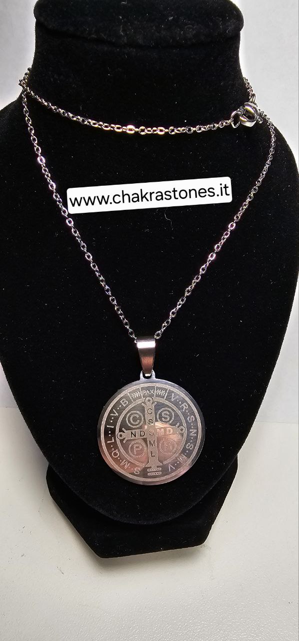 Ciondolo Croce di San Benedetto -argento -front