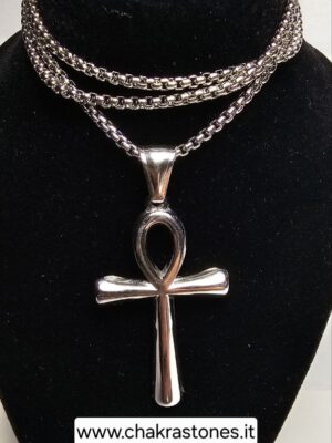 Ciondolo di Ankh - Croce Egizia (in acciaio) color argento