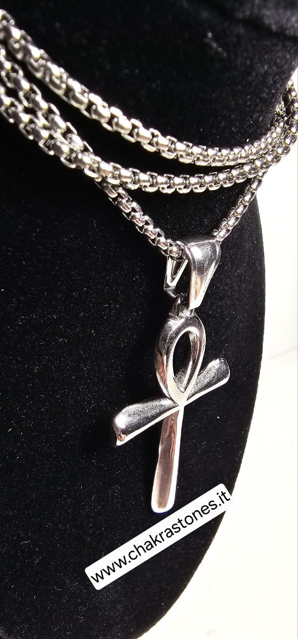 ciondolo croce Ankh – argento laterale