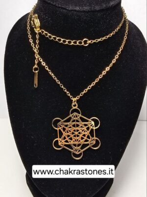 Ciondolo di Metatron in acciaio (collana senza bordo esterno) color ORO o ARGENTO